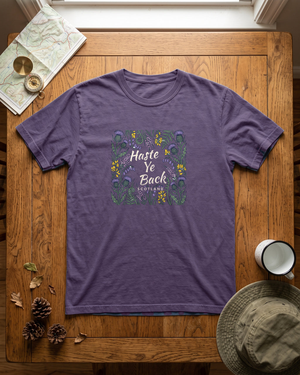 Haste Ye Back Scotland Thistle Wildflowers T-Shirt (photo)