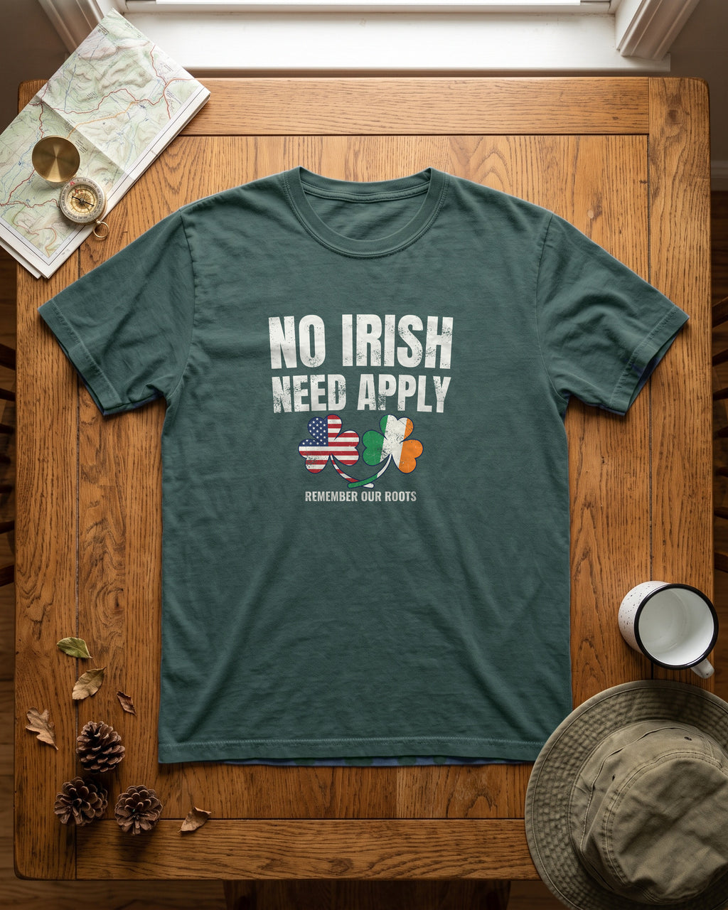 No Irish Need Apply Remember Our Roots Shamrocks T-Shirt (photo)