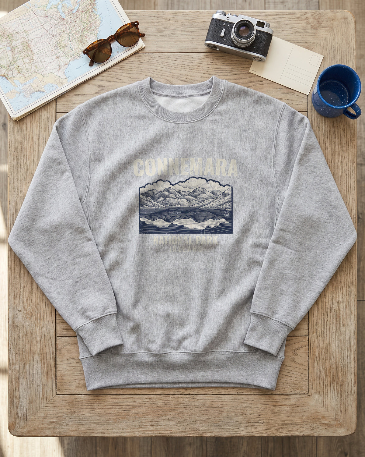 Connemara National Park Ireland Mountain Lake Crewneck Sweatshirt (photo)