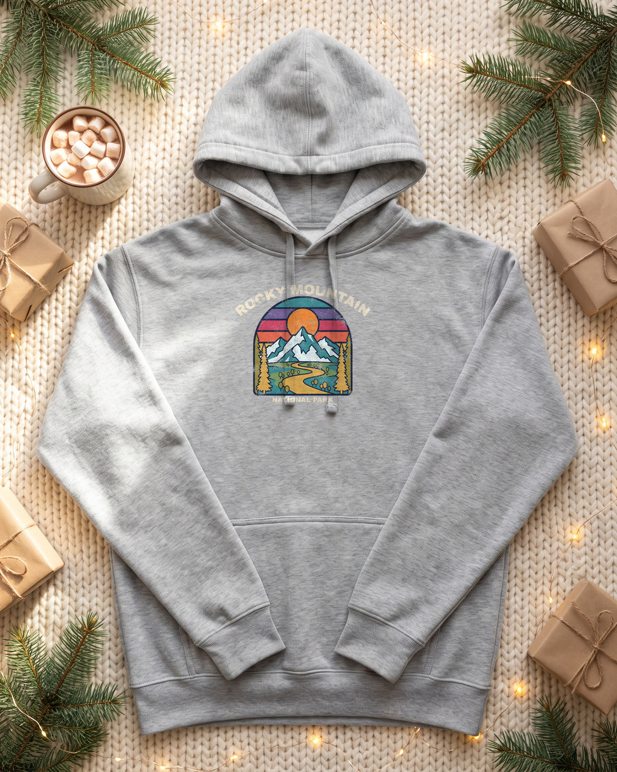 Rocky Mountain National Park Retro Sunset Hoodie (photo)