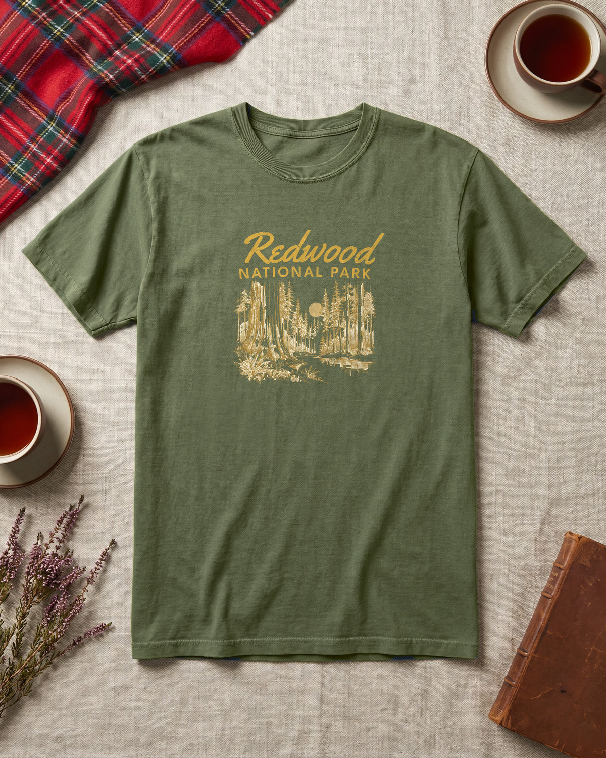 Redwood National Park Vintage Forest Sketch T-Shirt (photo)