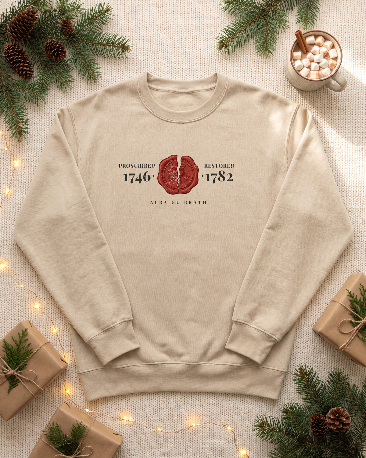 Proscribed 1746 Restored 1782 Alba Gu Bràth Thistle Seal Crewneck Sweatshirt (photo)