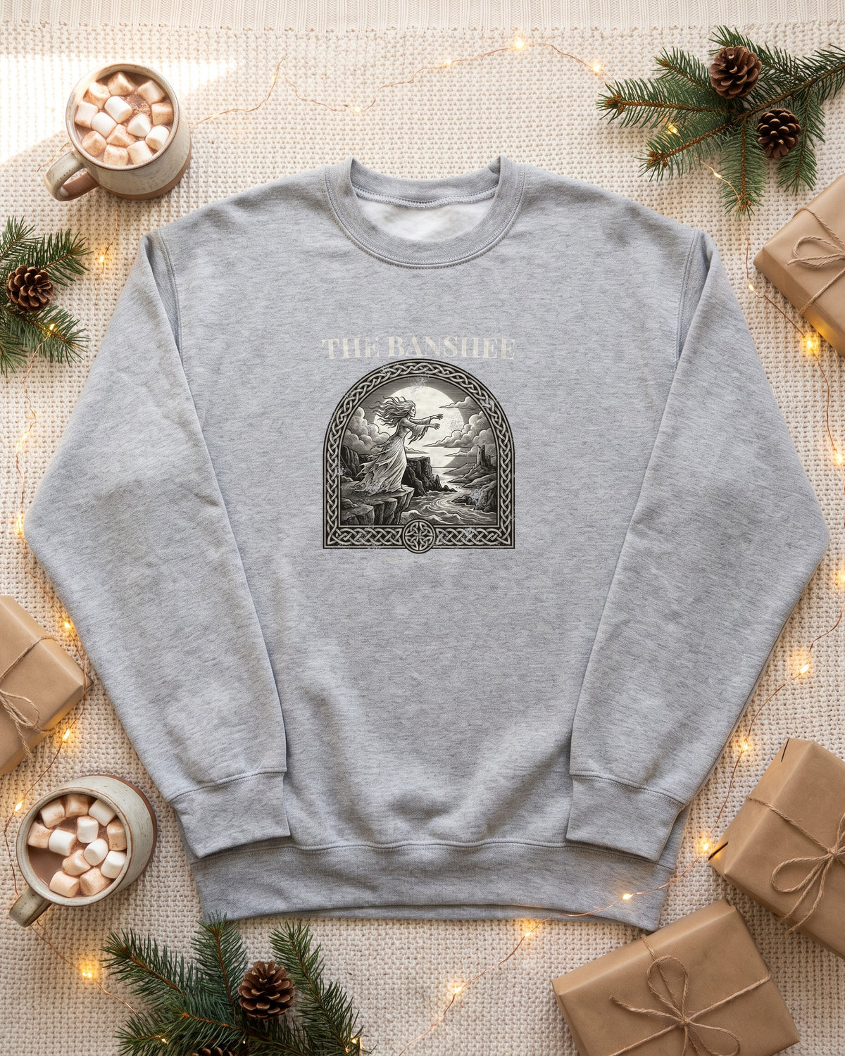 The Banshee Bean Sí Irish Folklore Engraving Crewneck Sweatshirt (photo)