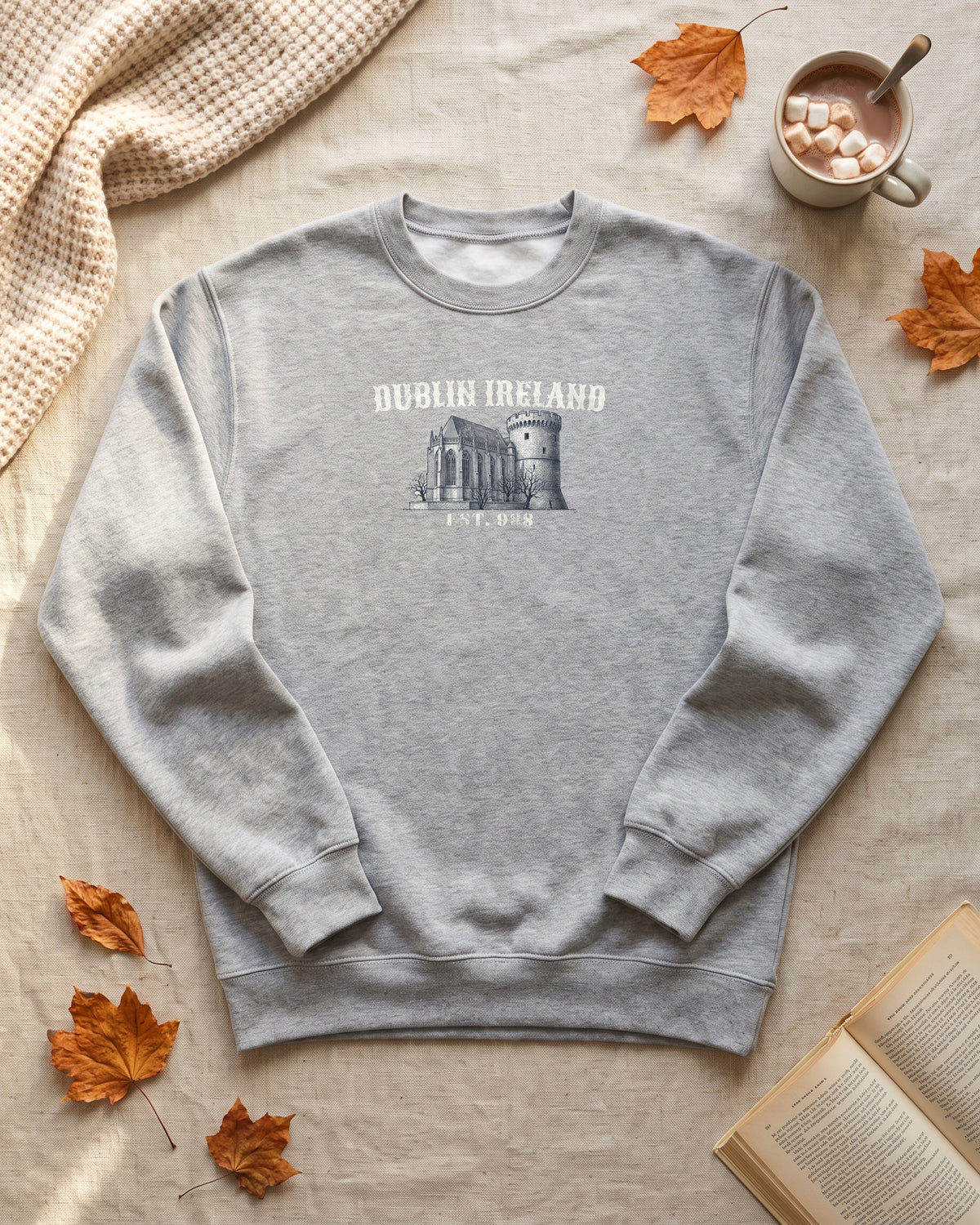 Dublin Ireland Castle Pen and Ink Sketch Crewneck Sweatshirt (photo)
