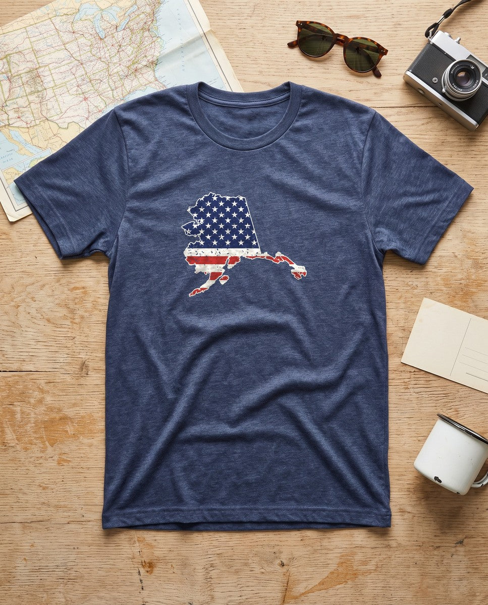 Alaska American Flag Map T-Shirt (photo)