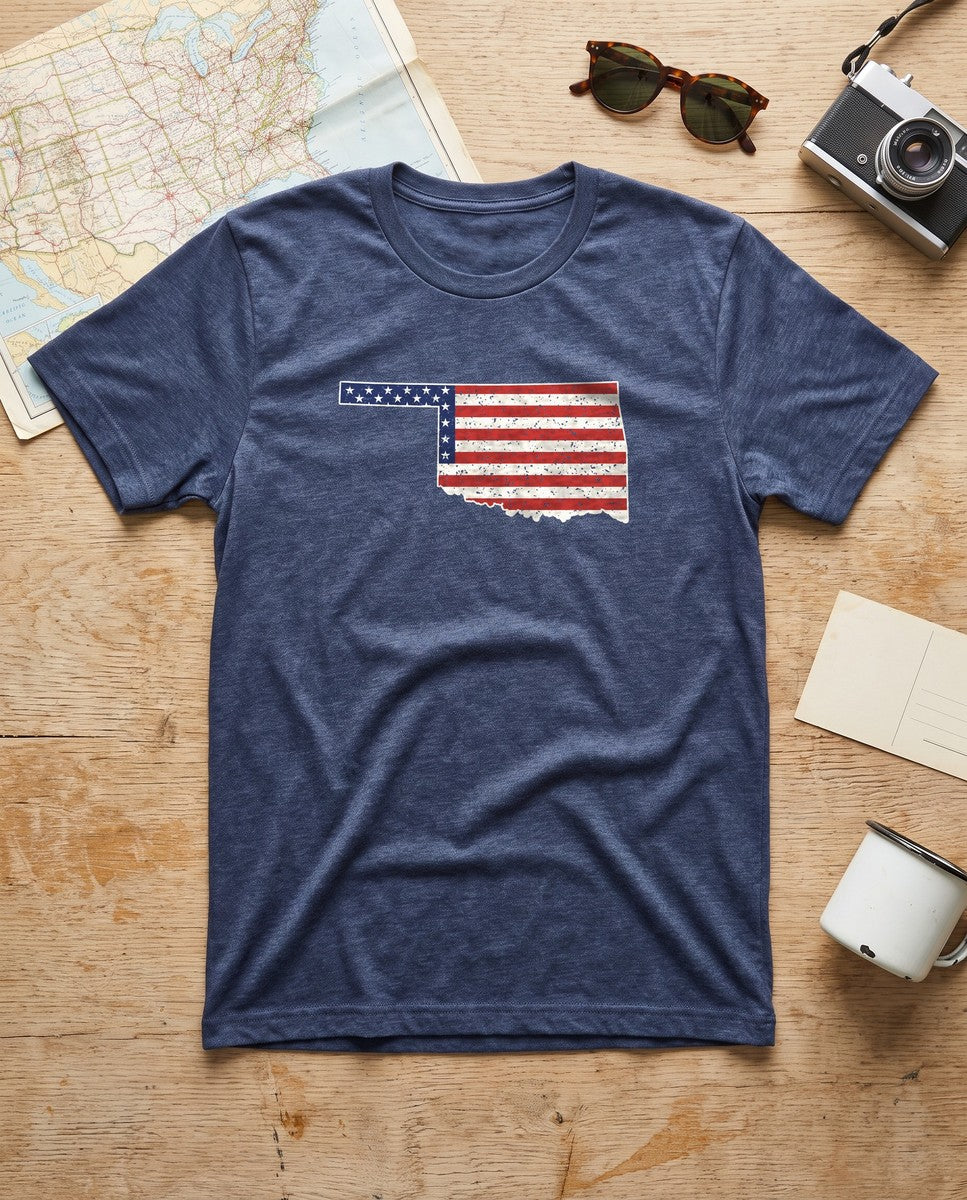 Oklahoma American Flag Map T-Shirt (photo)