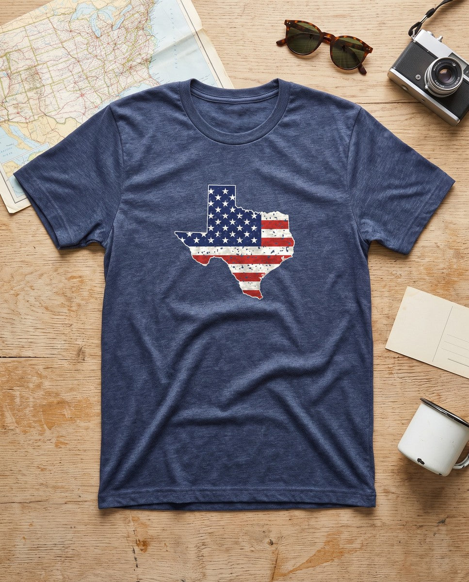 Texas American Flag Map T-Shirt (photo)