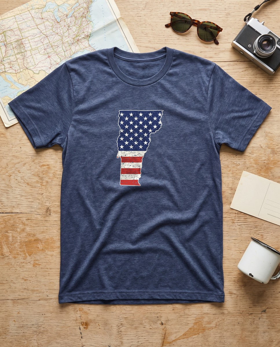 Vermont American Flag Map T-Shirt (photo)