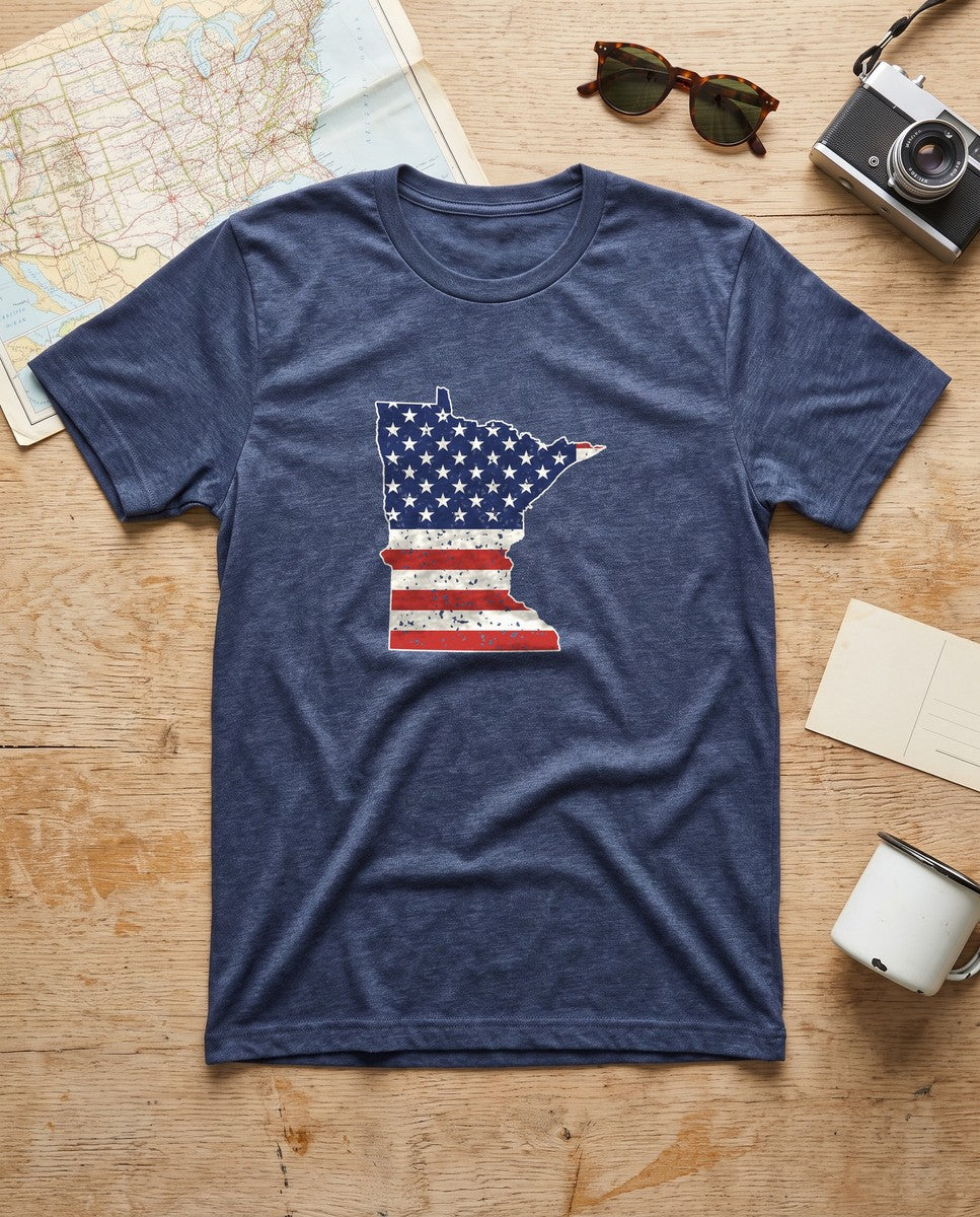 Minnesota American Flag Map T-Shirt (photo)