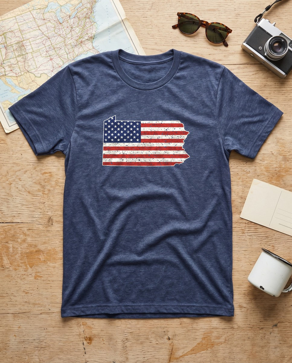 Pennsylvania American Flag Map T-Shirt (photo)