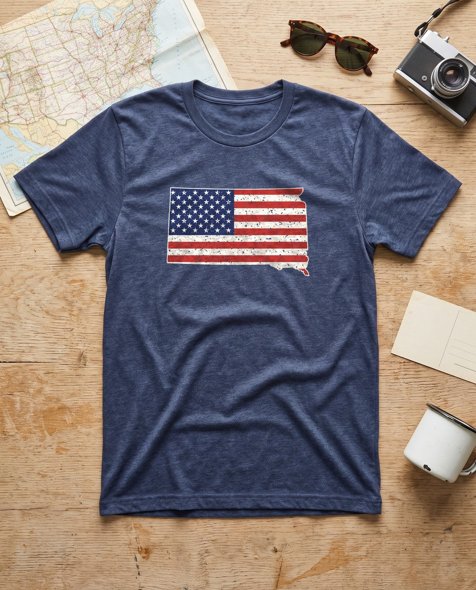 South Dakota American Flag Map T-Shirt (photo)