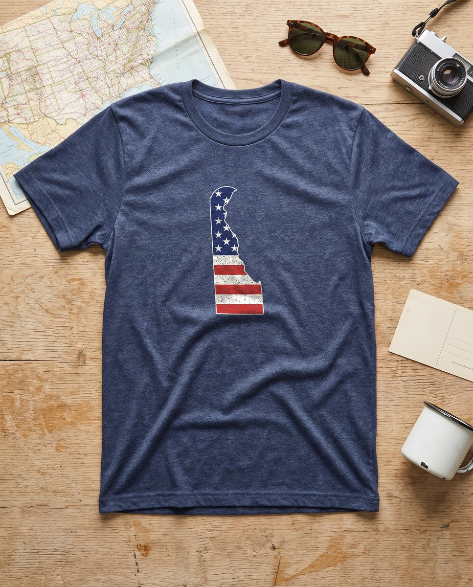 Delaware American Flag Map T-Shirt (photo)