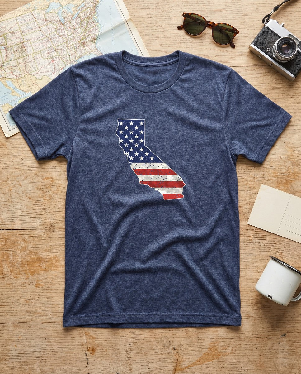 California American Flag Map T-Shirt (photo)